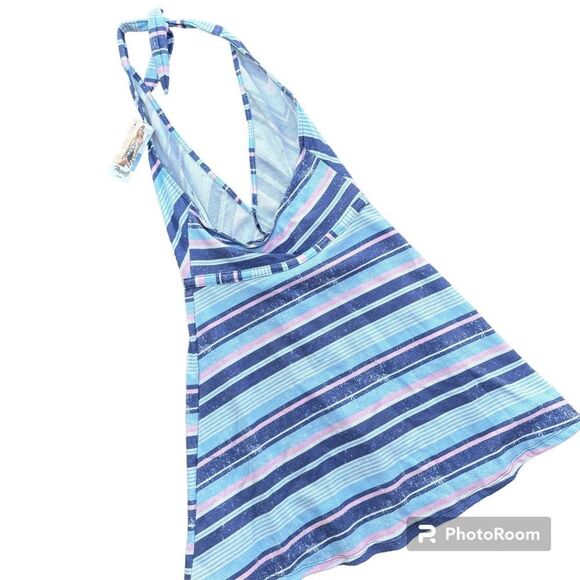 Mapale Striped High Slit Dress V-Neck Knee Length Multicolor Women's Size M NWT - Picture 3 of 6